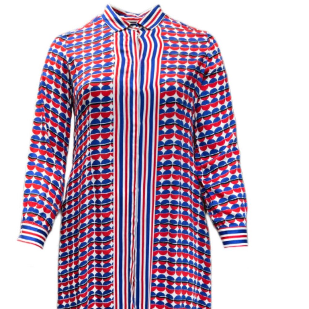 119 Marina Rinaldi Women's Red Dativo Viscose Shirt Dress Size US 24